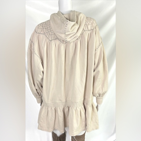 Free People Marty Smocked Mini Dress NWT Medium Cream - Picture 6 of 13